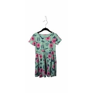 Bluey Toddler Girl Short Sleeve  Skater Dress Mint Green Floral_K33